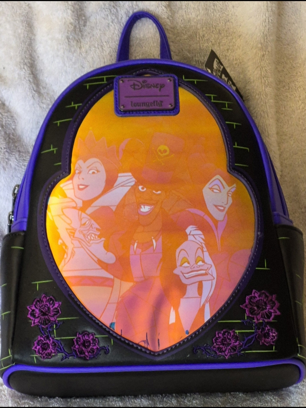 DISNEY VILLAINS STAINED GLASS LOUNGEFLY NWT!